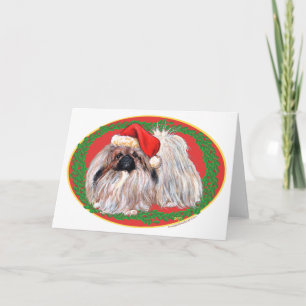 Pekingese in Winter Holiday Card