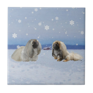 Pekingese in Winter Tile