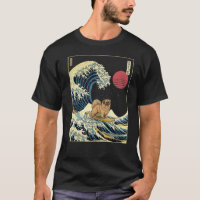 Pekingese Japanese Kanagawa Wave Funny Surf Dog