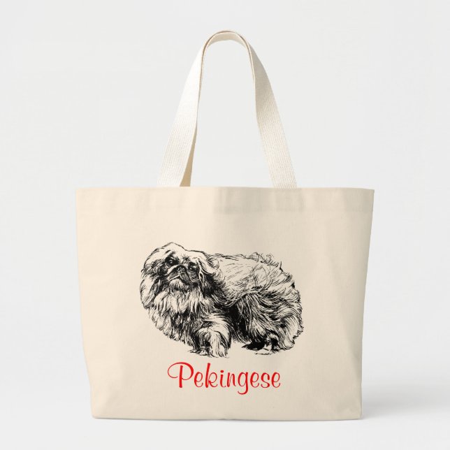 Pekingese Jumbo Canvas Tote Bag (Front)