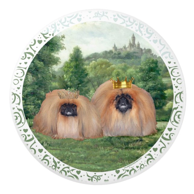 Pekingese King and Queen Ceramic Knob (Front)