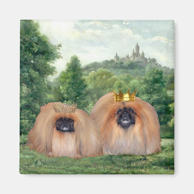 Pekingese King & Queen with Dream Castle Magnet (Front)