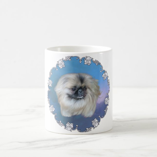 Pekingese Lily on Blue Coffee Mug (Center)