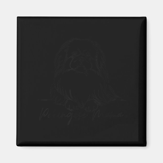 Pekingese Mama Pekingese Mum Cute Line Art Dog Art Magnet (Front)