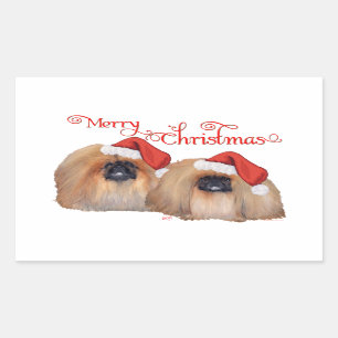 Pekingese Merry Christmas Rectangular Sticker