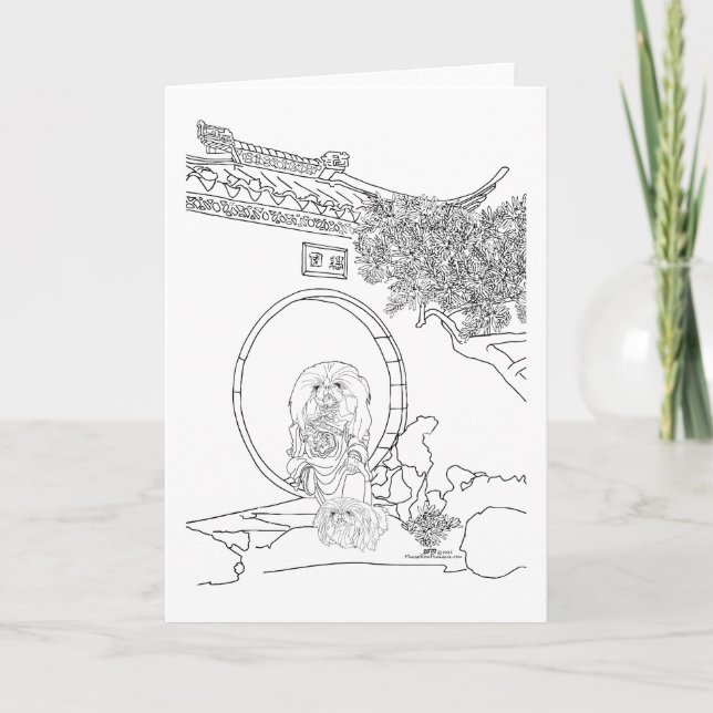 Pekingese Moon Gate Card (Front)