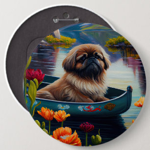 Pekingese on a Paddle: A Scenic Adventure 6 Cm Round Badge