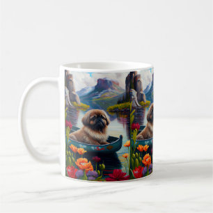Pekingese on a Paddle: A Scenic Adventure Coffee Mug