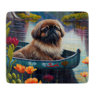 Pekingese on a Paddle: A Scenic Adventure Cutting Board