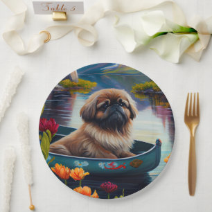 Pekingese on a Paddle: A Scenic Adventure Paper Plate