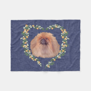 Pekingese Orange Blossom Fleece Blanket
