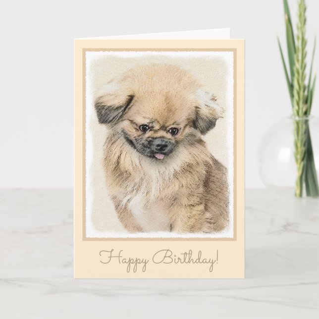 Pekingese Painting - Cute Original Dog Art Card (Front)