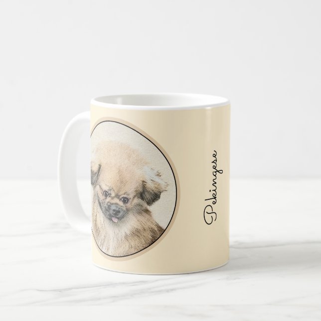 Pekingese Painting - Cute Original Dog Art Coffee Mug (Front Left)