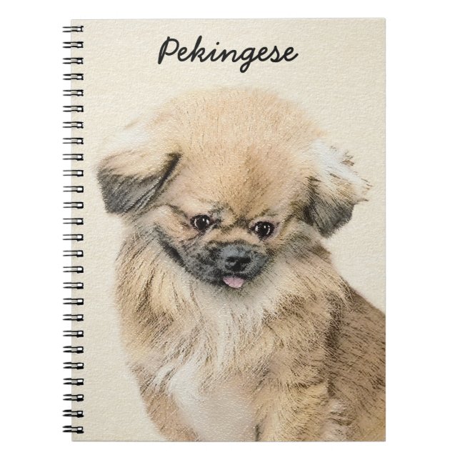 Pekingese Painting - Cute Original Dog Art Notebook (Front)