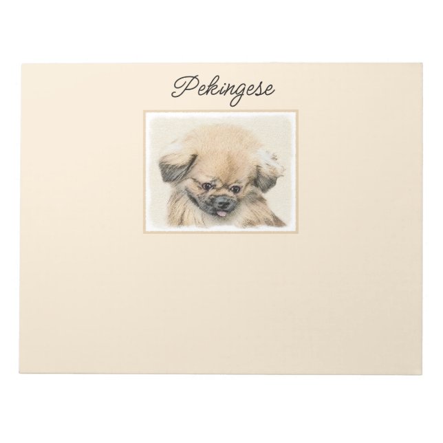 Pekingese Painting - Cute Original Dog Art Notepad (Front)