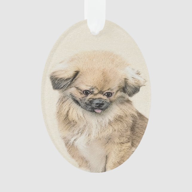 Pekingese Painting - Cute Original Dog Art Ornament (Front)