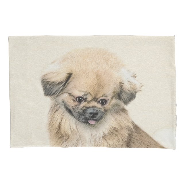 Pekingese Painting - Cute Original Dog Art Pillowcase (Front)