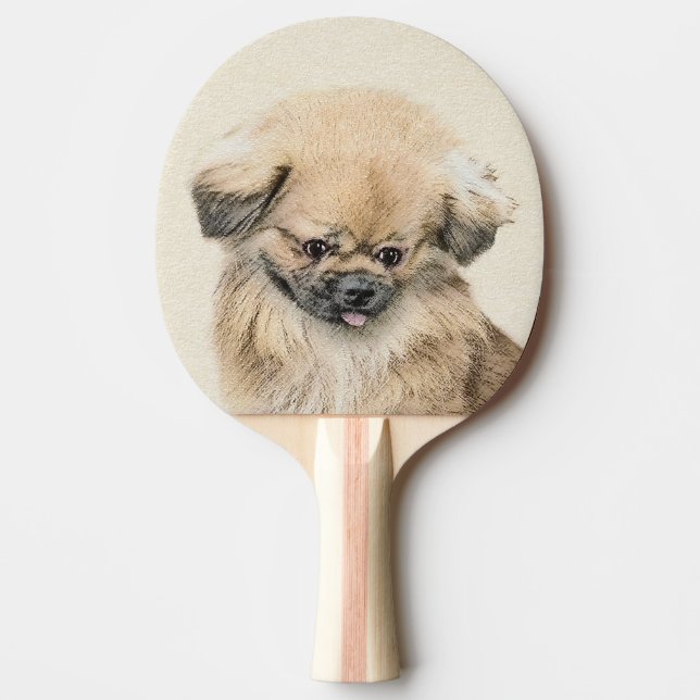 Pekingese Painting - Cute Original Dog Art Ping Pong Paddle (Front)
