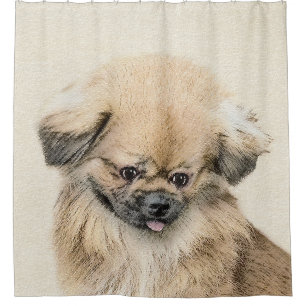 Pekingese Painting - Cute Original Dog Art Shower Curtain