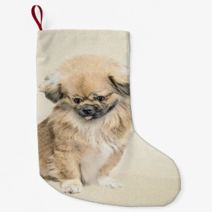Pekingese Painting - Cute Original Dog Art Small Christmas Stocking