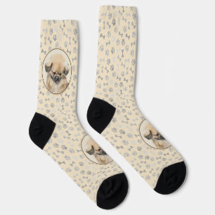 Pekingese Painting - Cute Original Dog Art Socks
