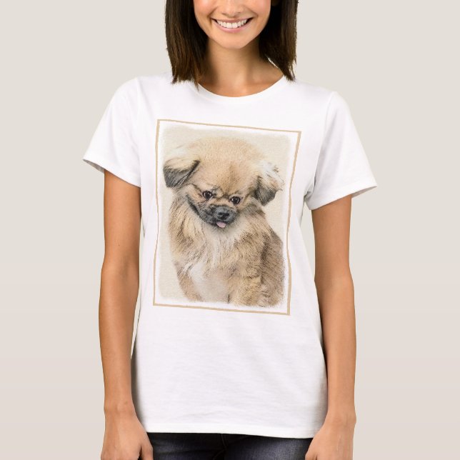 Pekingese Painting - Cute Original Dog Art T-Shirt (Front)