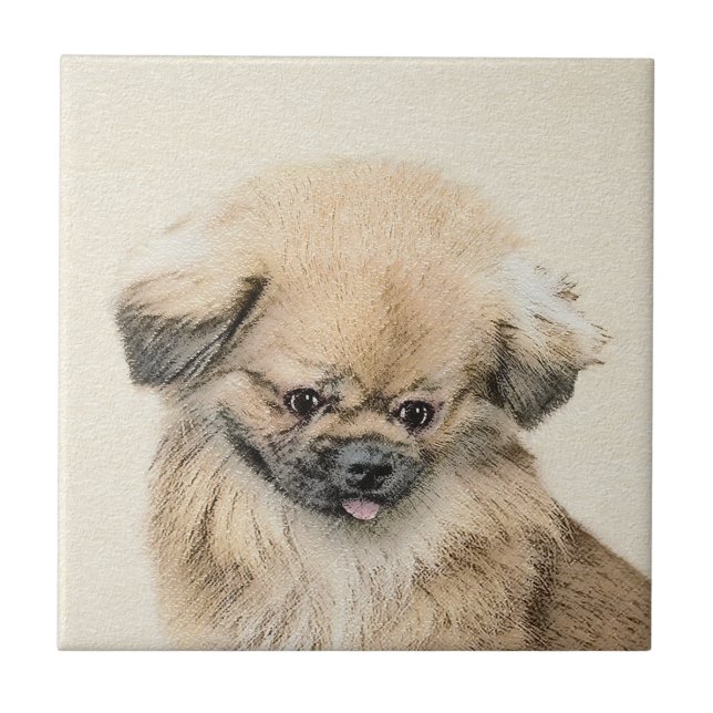 Pekingese Painting - Cute Original Dog Art Tile (Front)