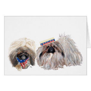 Pekingese Patriotic Greeting Card
