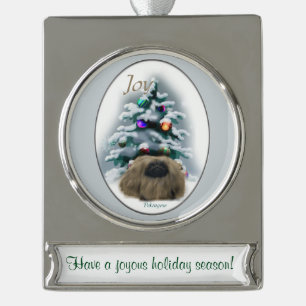 Pekingese Personalised Christmas Silver Plated Banner Ornament