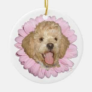 Pekingese / Poodle Mix Springtime Flower Ceramic Tree Decoration