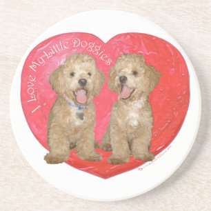 Pekingese / Poodle Mix Valentine's Day Coaster
