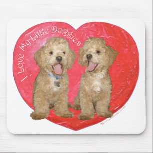 Pekingese / Poodle Mix Valentine's Day Mouse Mat