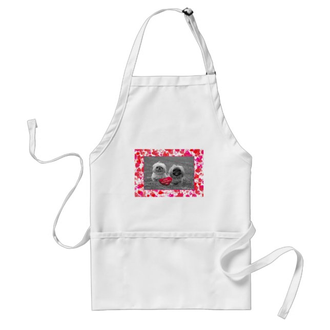Pekingese Puppies wishing Happy Valentine's Day Standard Apron (Front)