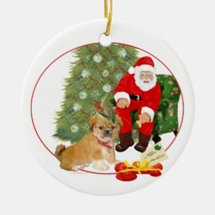 Pekingese Puppy Christmas Ceramic Tree Decoration