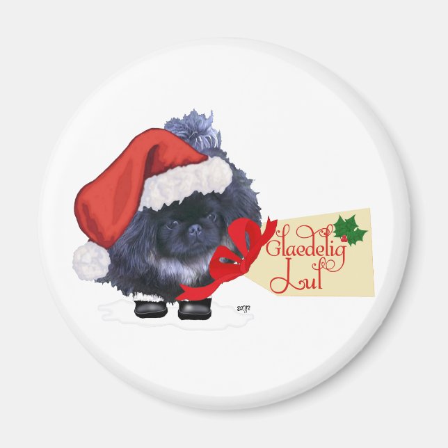 Pekingese Puppy Christmas Magnet (Front)