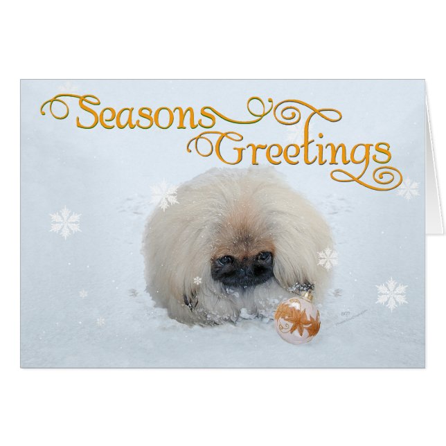 Pekingese Puppy First Christmas (Front Horizontal)