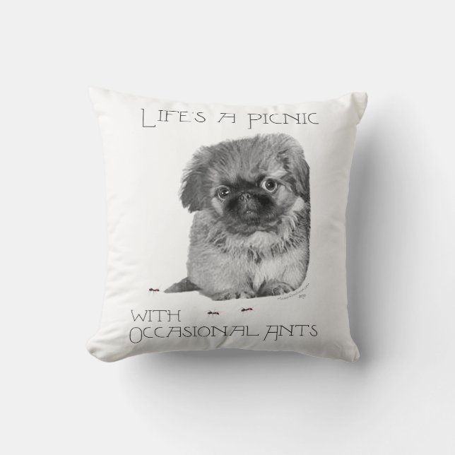 Pekingese Puppy Throw Pillow (Front)