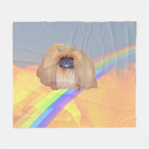 Pekingese Rainbow Fleece Blanket