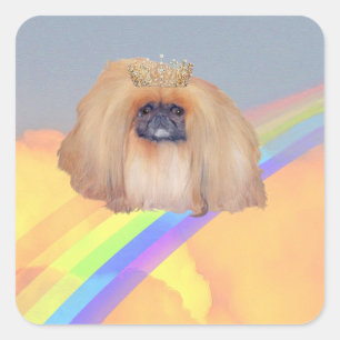 Pekingese Rainbow Square Sticker