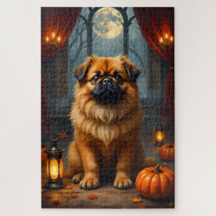 Pekingese Royal Gothic Halloween Portrait Art Jigsaw Puzzle