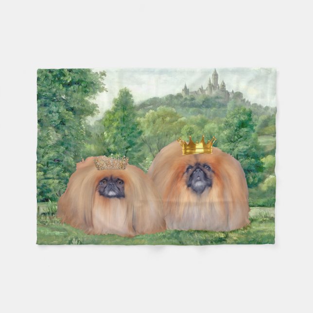 Pekingese Royalty Fleece Blanket (Front (Horizontal))