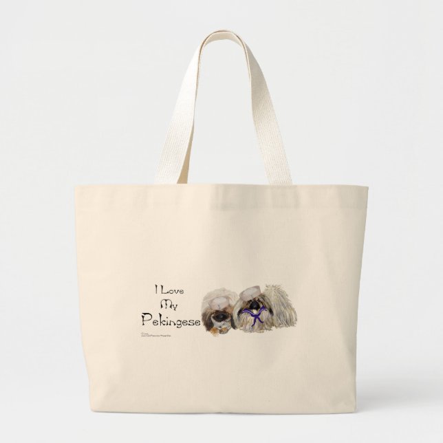 Pekingese Sailors Large Tote Bag (Front)