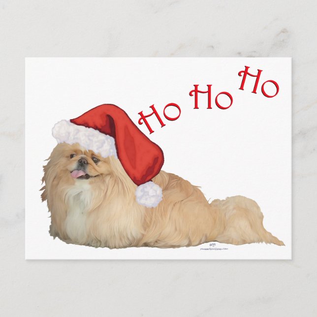 Pekingese Santa Claus Holiday Postcard (Front)