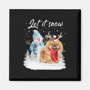 Pekingese Santa Dog Christmas Snowman Xmas Pajama Magnet