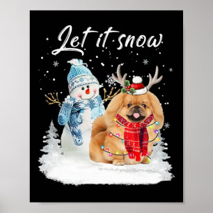 Pekingese Santa Dog Christmas Snowman Xmas Pajama Poster