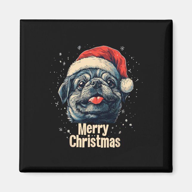 Pekingese Santa Hat Merry Christmas Xmas Dog Lover Magnet (Front)