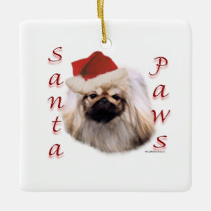 Pekingese Santa Paws Ceramic Ornament