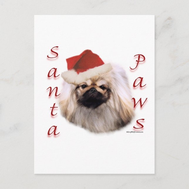 Pekingese Santa Paws Holiday Postcard (Front)