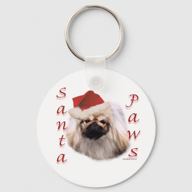 Pekingese Santa Paws Key Ring (Front)