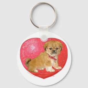 Pekingese / Shih Tzu Mix Valentine's Day Key Ring